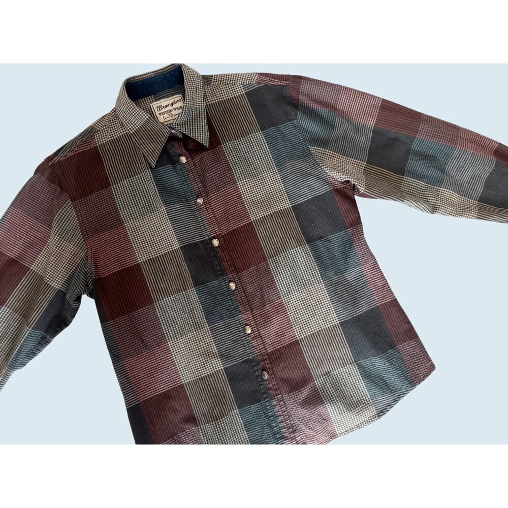 Vintage WRANGLER For Women Plaid Button Down Shirt 80s Sz Small